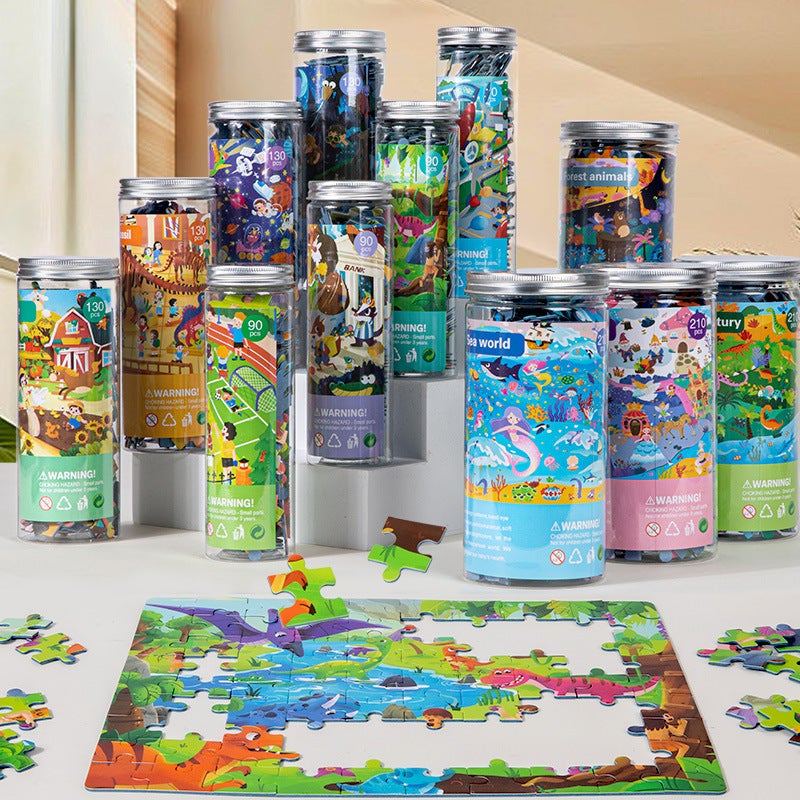 New Children'S Puzzle Canned Jigsaw Puzzle Toys 90/120/120 Kindergarten Theme Small Gift - Image 2